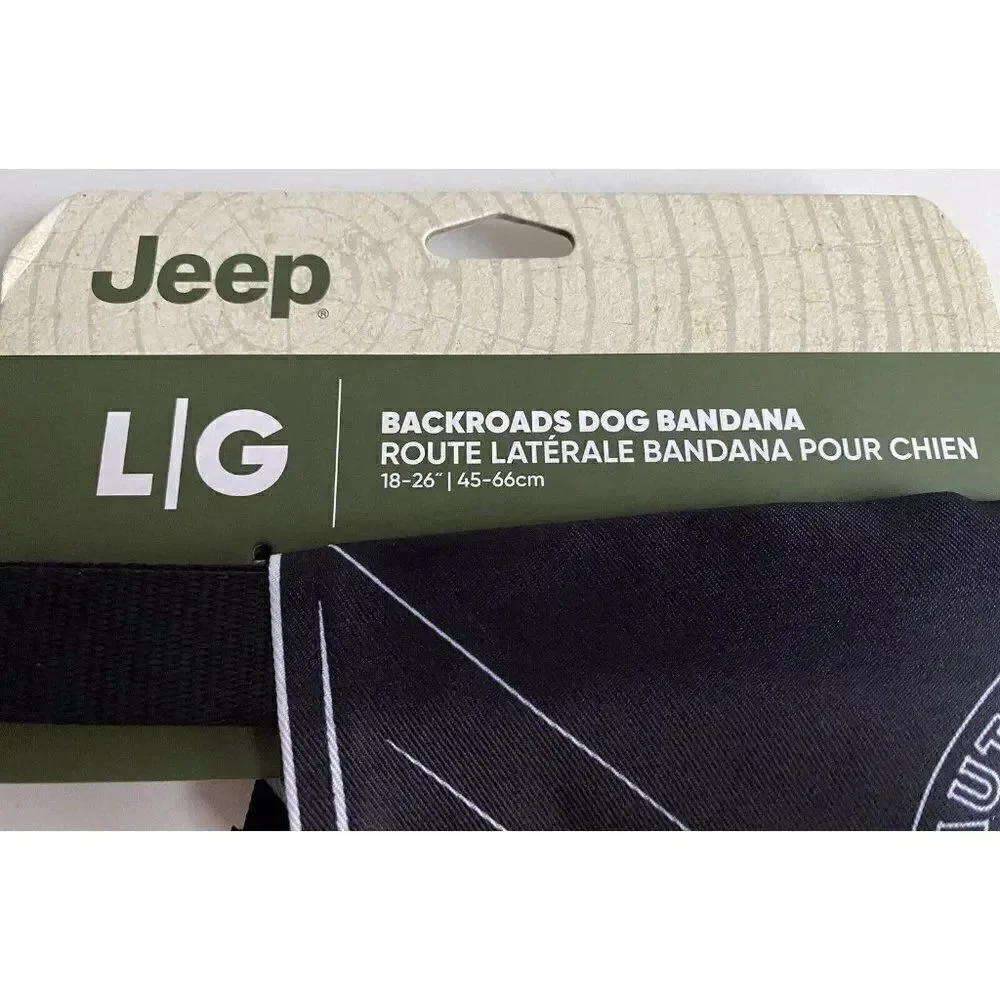 Jeep Backroads Mountains Bandana Dog Collar Black Large Dog‎ 18-26” NEW